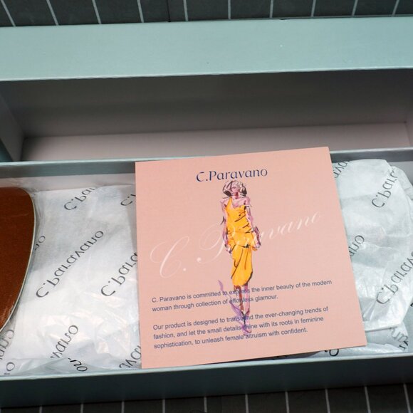 C Paravano Brown Leather Pointed Toe Slip On Classic Flats Shoes Size 5.5 - Picture 3 of 10